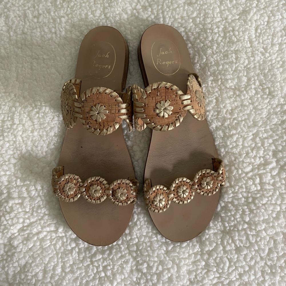 Jack Rogers sandals - cork and gold - size 7